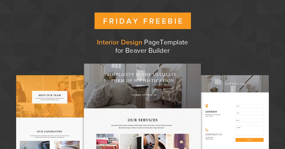 Free Interior Design Business Page Template for Beaver Builder